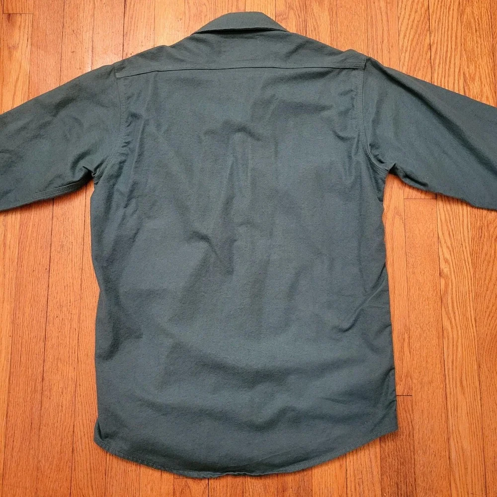 Field Stream Long Sleeve Button Up Shirt Green Cotton M Chamois Shacket‎ Work